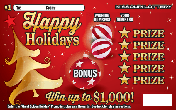 HAPPY HOLIDAYS scratch-off ticket