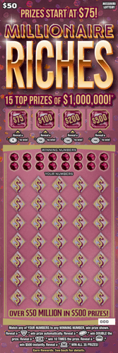 MILLIONAIRE RICHES scratch-off ticket