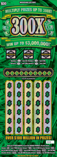 300X scratch-off ticket