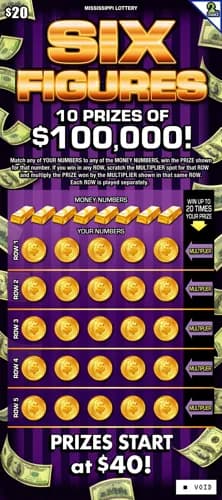 Six Figures scratch-off ticket