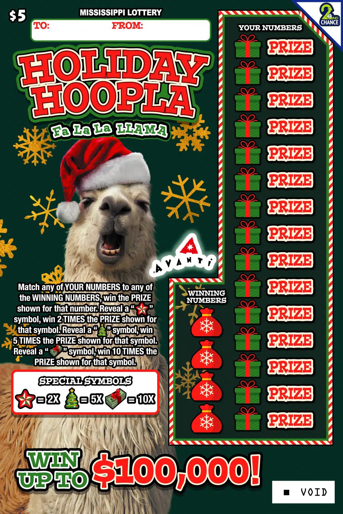 Holiday Hoopla scratch-off ticket