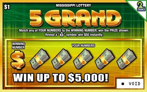 5 Grand scratch-off ticket