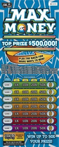 Max Money scratch-off ticket
