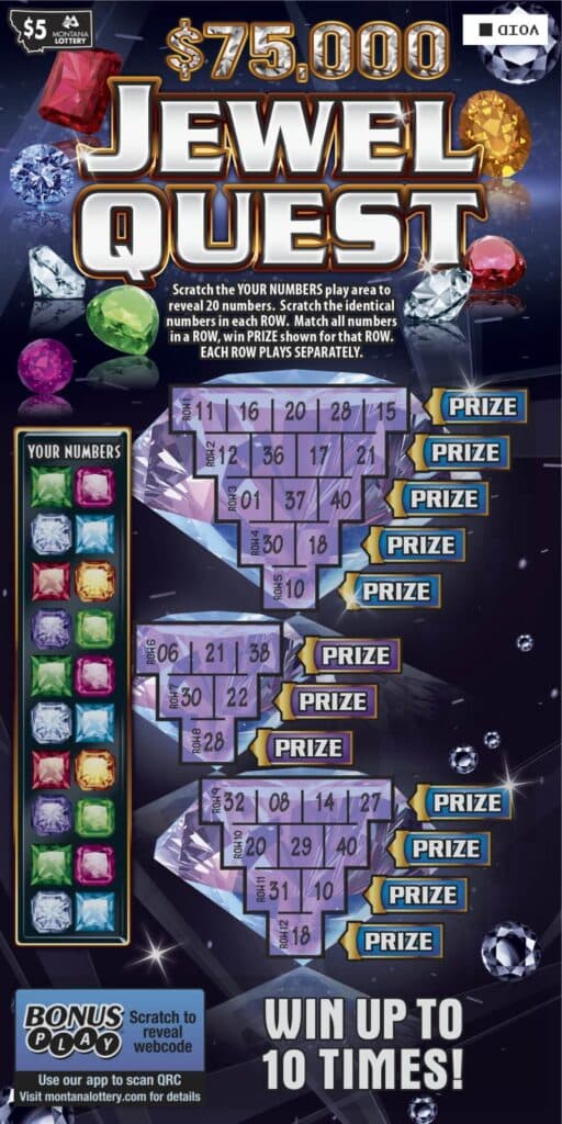Jewel Quest scratch-off ticket