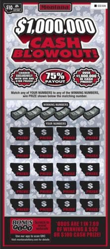 Montana $1,000,000 Cash Blowout scratch-off ticket