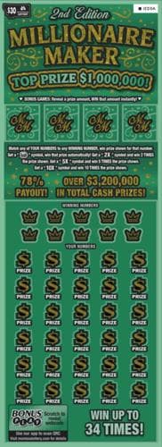 2nd Edition Millionaire Maker scratch-off ticket