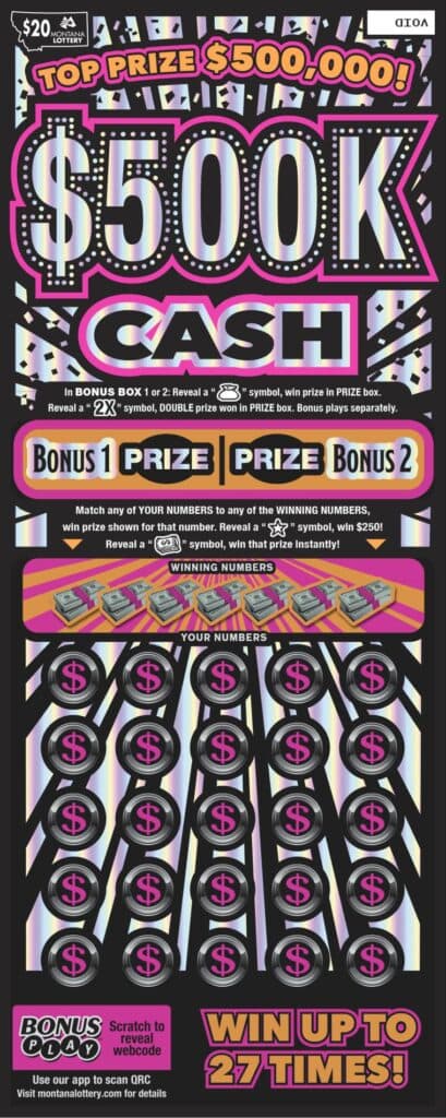$500K Cash scratch-off ticket