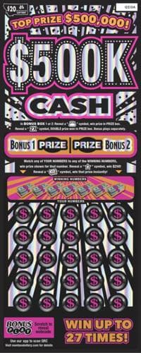 $500K Cash scratch-off ticket