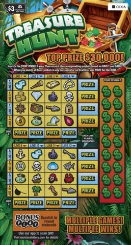 Treasure Hunt scratch-off ticket