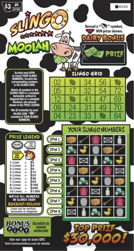 Slingo® Moolah scratch-off ticket