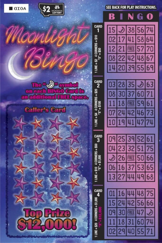 Moonlight Bingo scratch-off ticket