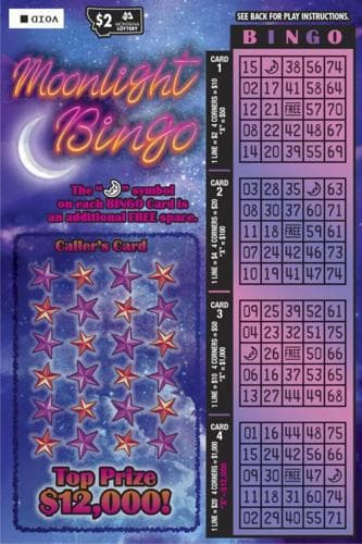 Moonlight Bingo scratch-off ticket