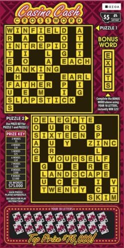 Casino Cash Crossword scratch-off ticket