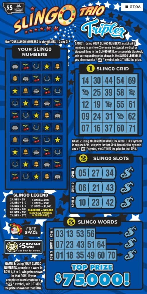 Slingo® Trio Tripler scratch-off ticket