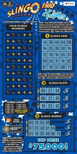 Slingo® Trio Tripler scratch-off ticket