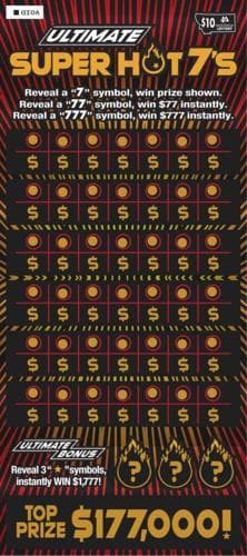 Ultimate Super Hot 7's scratch-off ticket
