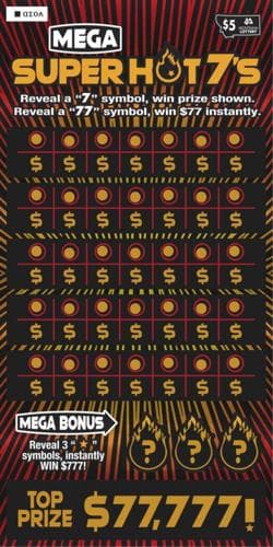 Mega Super Hot 7's scratch-off ticket