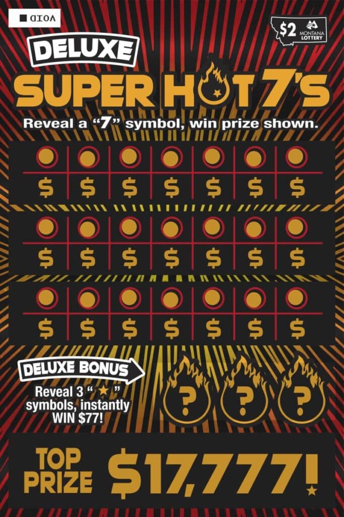 Deluxe Super Hot 7's scratch-off ticket