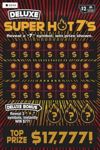 Deluxe Super Hot 7's scratch-off ticket