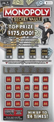 Monopoly™ Secret Vault scratch-off ticket