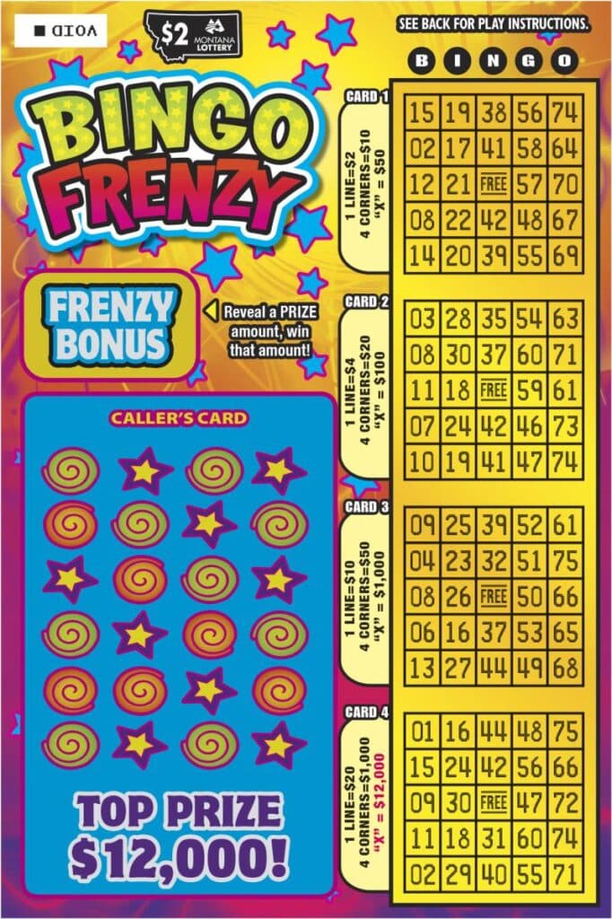 Bingo Frenzy scratch-off ticket