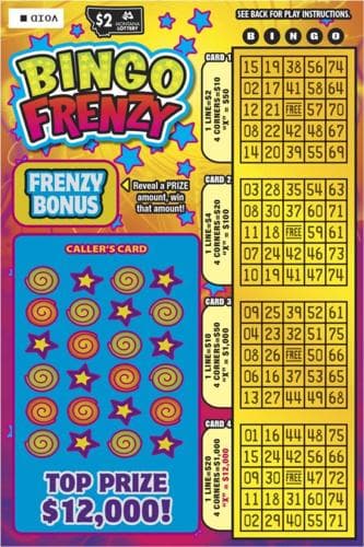 Bingo Frenzy scratch-off ticket