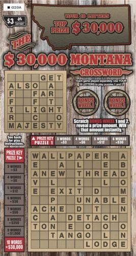The $30,000 Montana Crossword scratch-off ticket