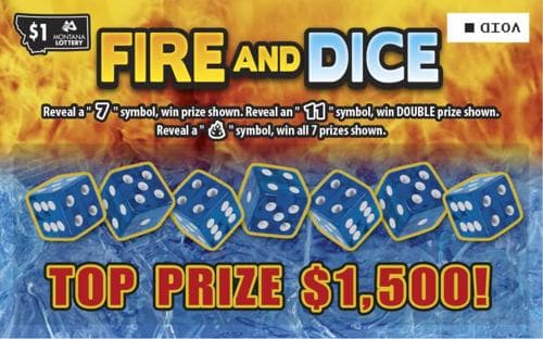 Fire And Dice scratch-off ticket