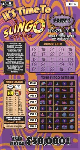 It’s Time To Slingo® scratch-off ticket