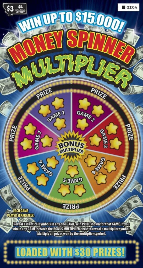 Money Spinner Multiplier scratch-off ticket