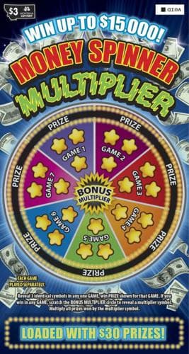 Money Spinner Multiplier scratch-off ticket