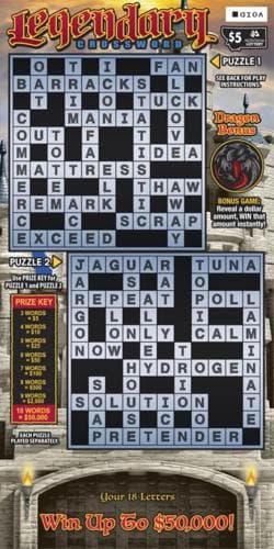 Legendary Crossword scratch-off ticket