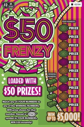 $50 Frenzy scratch-off ticket