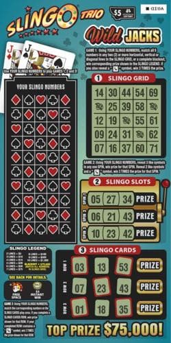 Slingo® Trio Wild Jacks scratch-off ticket