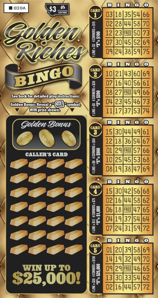 Golden Riches Bingo scratch-off ticket