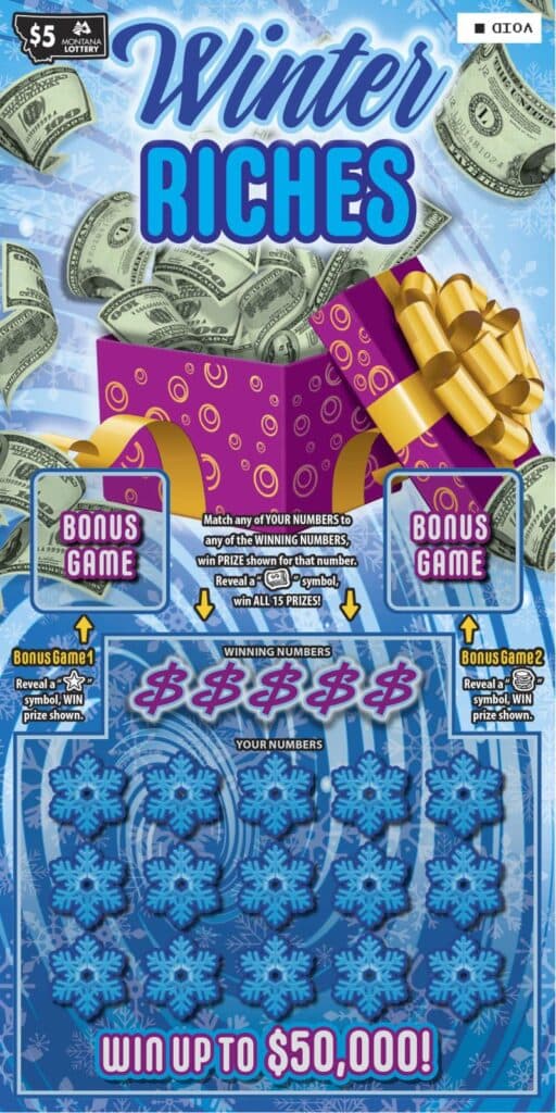 Winter Riches scratch-off ticket