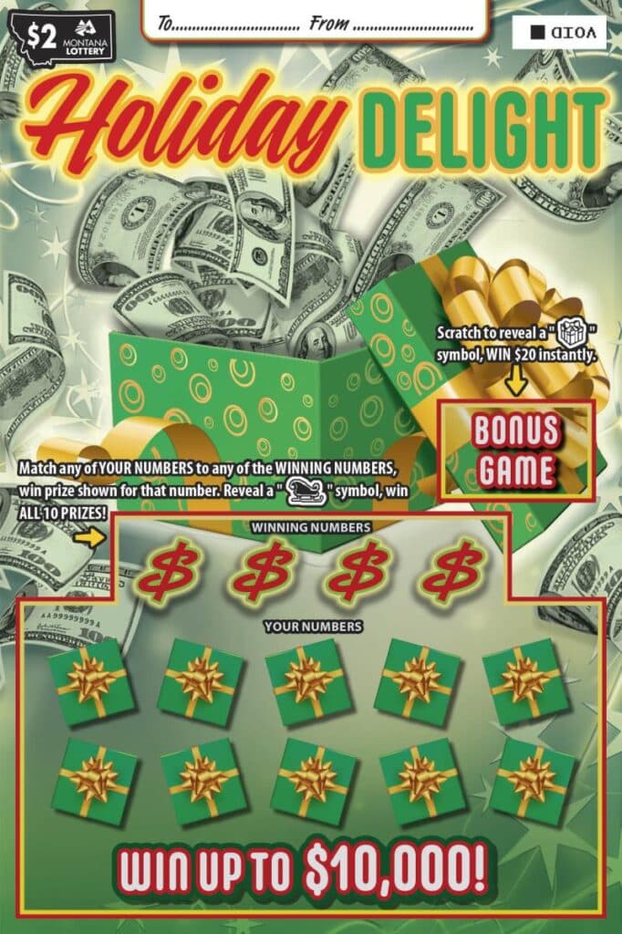 Holiday Delight scratch-off ticket