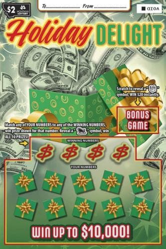 Holiday Delight scratch-off ticket