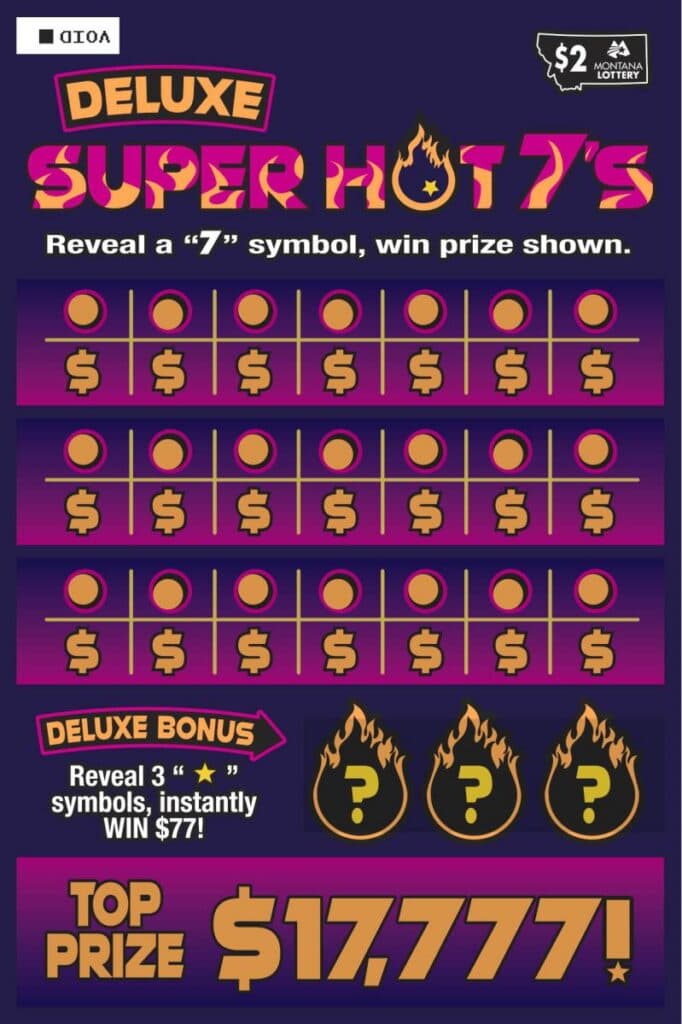 Deluxe Super Hot 7's scratch-off ticket