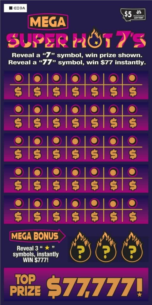 Mega Super Hot 7's scratch-off ticket
