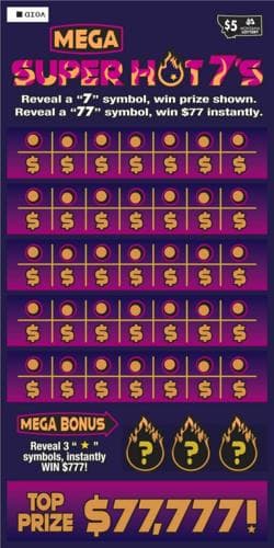 Mega Super Hot 7's scratch-off ticket