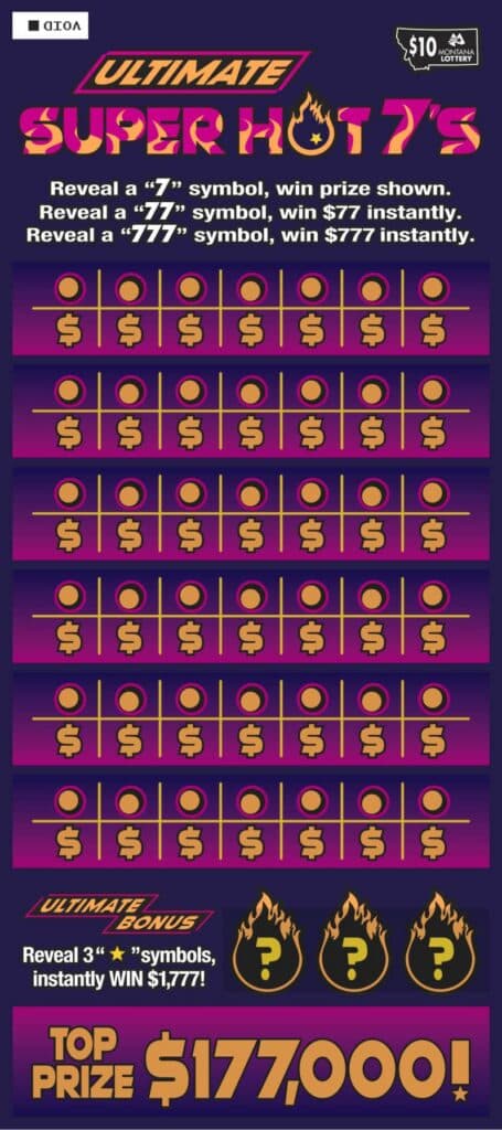 Ultimate Super Hot 7's scratch-off ticket