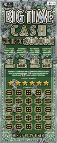$20 Big Time Cash scratch-off ticket