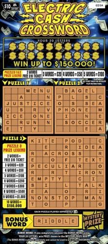 Electric Cash Crossword scratch-off ticket
