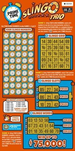 $5 Prime Time Slingo Trio scratch-off ticket