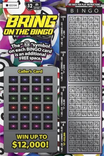 $2 Bring On The Bingo scratch-off ticket