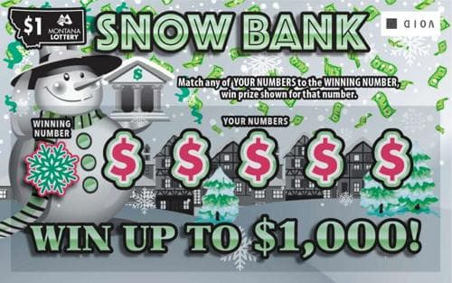 $1 Snow Bank scratch-off ticket