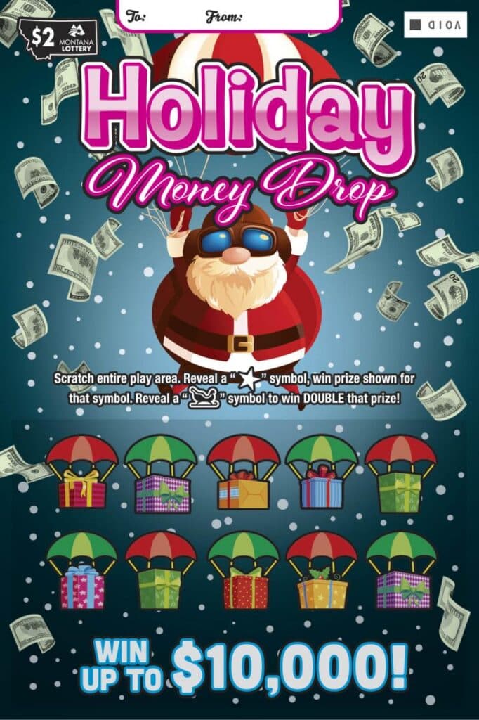 $2 Holiday Money Drop scratch-off ticket