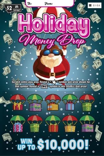 $2 Holiday Money Drop scratch-off ticket