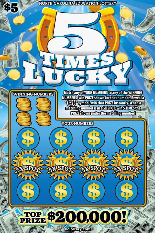 5 Times Lucky scratch-off ticket